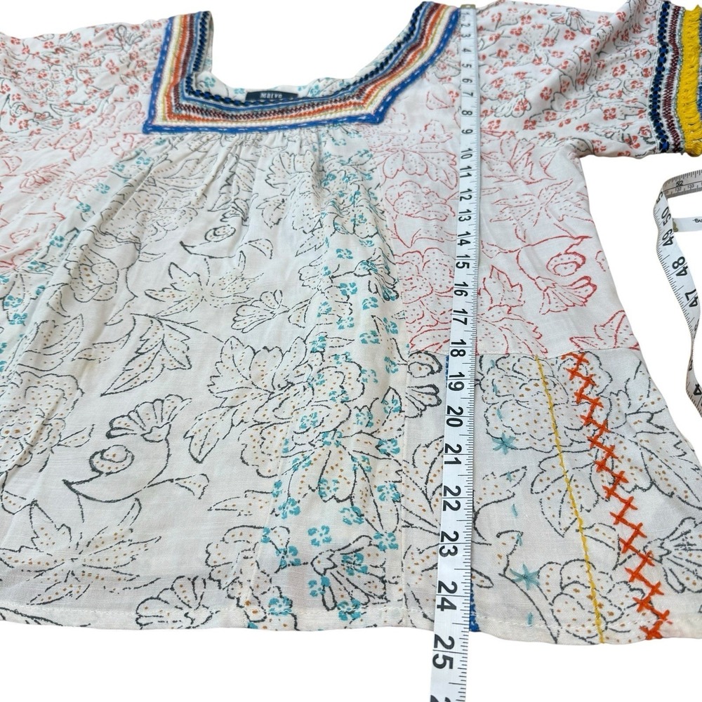 Embroidered‎ Tassel Square Neck Boho Blouse Bohemian Festival Artistic Medium - Picture 10 of 10